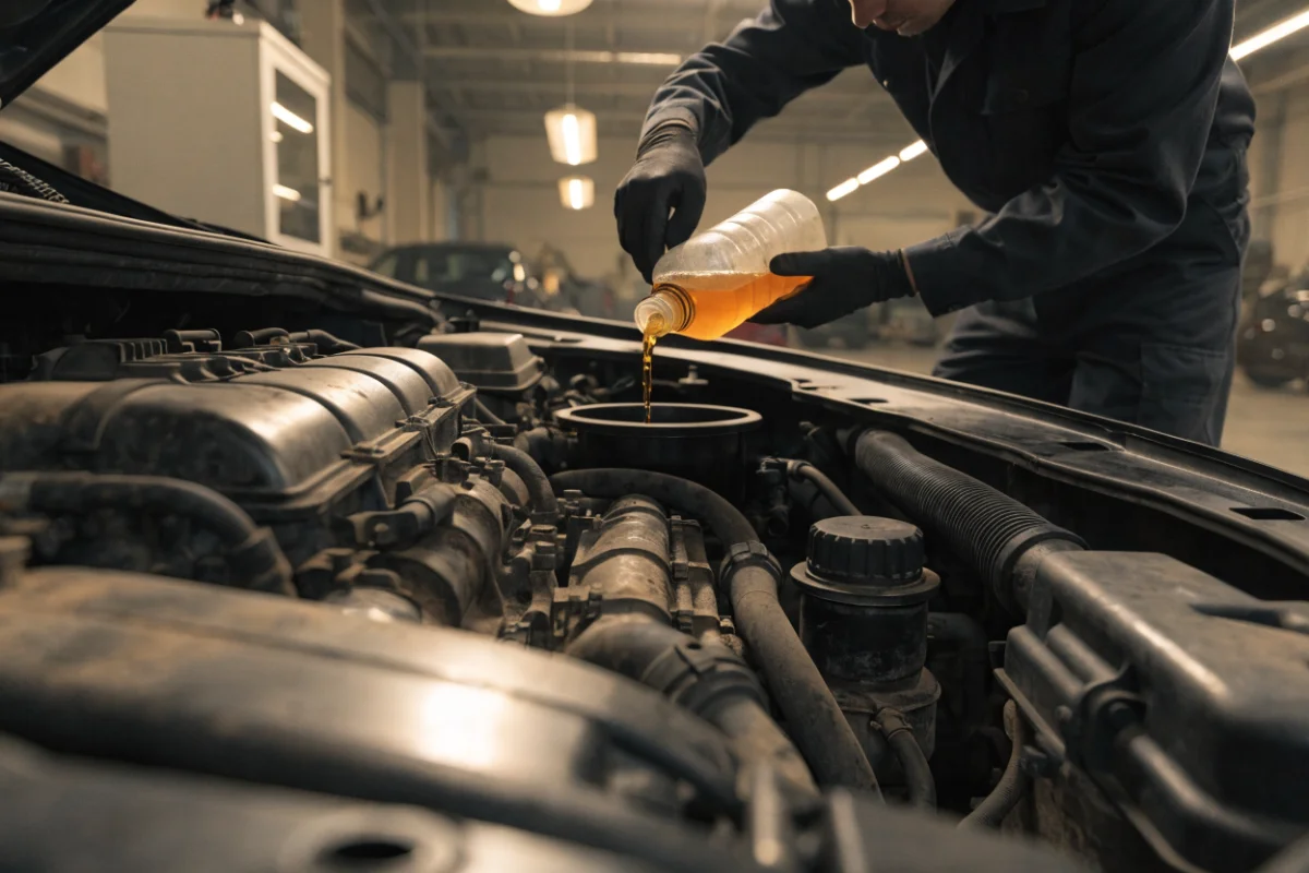 Is an engine flush worth it: a mechanic servicing a car engine in a Mississauga workshop